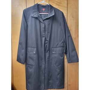 Gallery Womens Black Button Up Trench Raincoat Coat Size‎ L Removable Layer